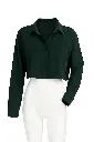 Women's Elegant Dark Green Cropped Shirt with Pocket