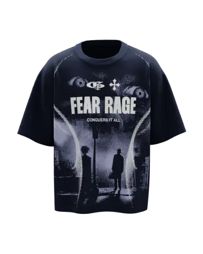 Fear Navy Blue Boxy Oversized Tshirt