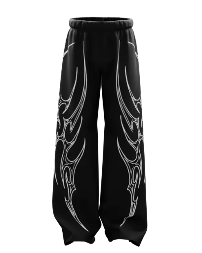 Vedha Black Unisex Straight Baggy Pants